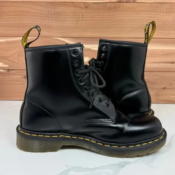 Dr Martens 1460 Glossy Leather Lace Up Boots Combat Moto Grunge Goth Women's 9 - Picture 10 of 14